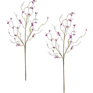 Deko Zweig mit Acryl Steinen Blätter 70 cm 2erSet Dekozweig Adventskranz Ast Äste Blume Deko Einzelblume Floristik Girlande Glitzer Hochzeit Kränze Kunstblume Kunstzweig Weihnachtsdeko Weihnachtszweig