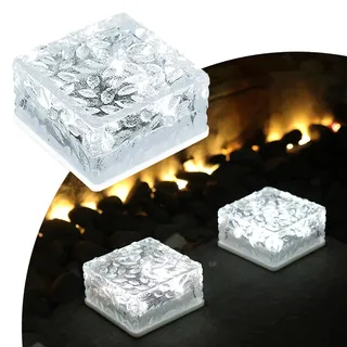 MEDOYOH 1er-Set Kaltweiß Licht Solar Pflastersteine Außenleuchte, 10x10x5CM On/Off Lichtsensor Wegbeleuchtung Wasserdicht Bodenstrahler Solar für Patio Garten Hof Weg Terrasse