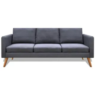 vidaXL Sofa 3-Sitzer Stoff Dunkelgrau