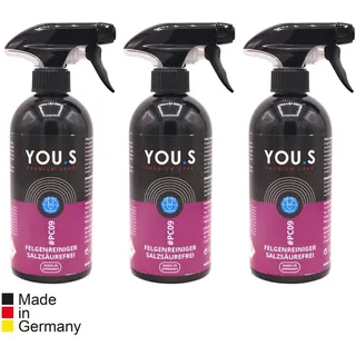 YOU.S Premium Care Felgenreiniger Profi reiniger Alu Chrom Edelstahl - 3x 500 ml