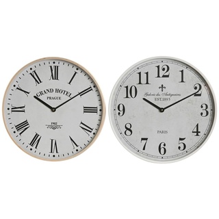 Home ESPRIT Wanduhr, Weiß, Glas, MDF, 40 x 4,5 x 40 cm, 2 Stück