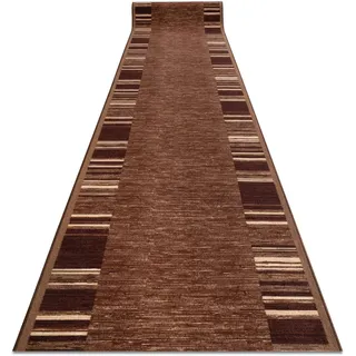 RugsX Antirutsch Teppichläufer Adagio braun - moderner Kurzflor für Küche, Flur & Wohnzimmer, Meterware, 80x330 cm