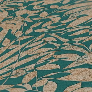Kunstloft Vliestapete Grün 53/1005 cm , Goldfarben , Textil , 53x1 cm , Tapeten & Wandverkleidungen, Vliestapeten