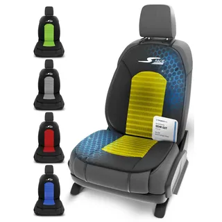 WALSER Car Comfort Auto-Sitzauflage S-Race, Auszeichnung Sehr Gut* Autositzauflage, Sitzkissen-PKW, Universal PKW Sitzschoner, Sitzauflage-Auto Vordersitze, Sitzaufleger gelb/schwarz