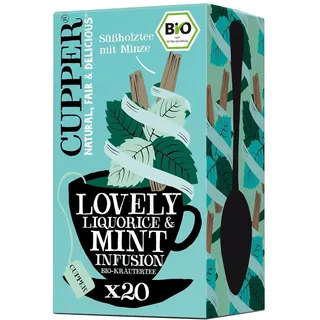 Cupper Bio Kräutertee "Lovely Liquorice & Mint", Pfefferminztee, 20 ungebleichte Teebeutel, umweltfreundlich, fair gehandelt