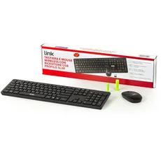 LINK LKTAST13 Kit Italienische Tastatur und kabellose Maus, Schwarz