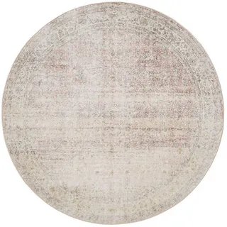 benuta Vintage-Teppich George waschbar ø 120 cm rund , Beige, Rosa , Kunststoff , Vintage , Rund , 120x120 cm , Oeko-Tex® Standard 100 , in verschiedenen Größen erhältlich, rutschfeste Unterfläche, waschbar , Teppiche und Böden, Teppiche, Vintageteppiche