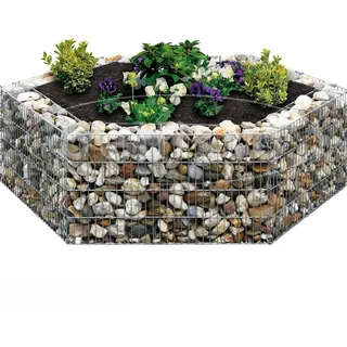 Bellissa Gabionen Hochbeet 6-Eck 135x120x40 cm + Trennfolie Gabione Blumenbeet