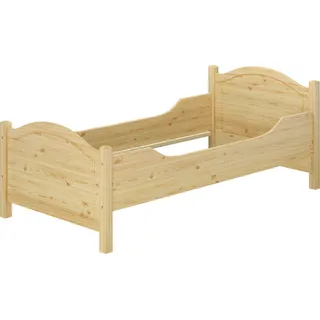 Seniorenbett extra hoch 100x220 Überlänge Massivholz Holzbett Einzelbett Zubehör wählbar V-60.40-10-220Rollrost inkl. - Naturbelassen