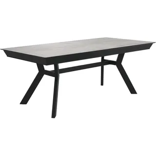 Esstisch JOCKENHÖFER GRUPPE "Tyson, 3-fach ausziehbar", schwarz, betonoptik, B:200cm H:76cm T:100cm, Tische, Esstisch, Extrabreit (200-320x100cm), Synchronauszug, melaminbeschichtet