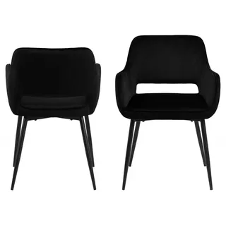 Actona Ranja Esszimmerstuhl Polyester schwarz 2er Set