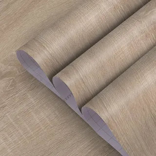 TOTIO Selbstklebende Tapete Klebefolie Möbelfolie Hellgrau Eiche Gemasert Matt 40CMx3M Wasserfeste Möbelaufkleber Woodgrain-Dekorfolie DIY Selbstklebe Folie Vinyl Wandaufkleber für Kabinett, Tische