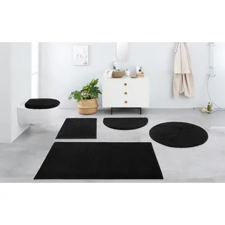 Badematte OTTO HOME "Vanessa, Badvorleger, Badezimmer Teppich" Gr. 8, schwarz, H:10mm, Polyester, Badematten, Badematte, Badteppich, weiche Haptik, unifarben