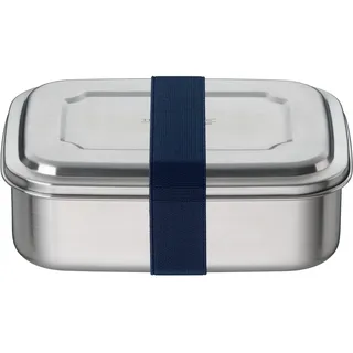 THERMOcafé TC Brotdose 1,00 l, Edelstahl, spülmaschinenfest, saphire blue | Edelstahl-Lunchbox mit Textilband, Pausenbrotbox für Schule, Uni , Büro & Unterwegs, blau