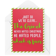 Tongue in Peach Lustige Weihnachtskarten | The Grinch Hated People Card | For Her Him Novelty Film Grumpy Scrooge Song Mum Dad Banter Silly Festival | CBH708