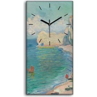 Dekor Leinwand Uhr Wandbilder 30x60 Der Strand und die Falaise d'Amont - schwarze Hände - Blau