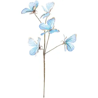 DRW Set mit 6 Zweigen mit Schmetterlingen aus Polyester, himmelblau, 1 x 1 x 35 cm