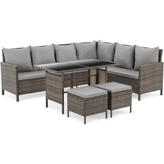 Svita Madison Rattan-Lounge Set rechteckig braun