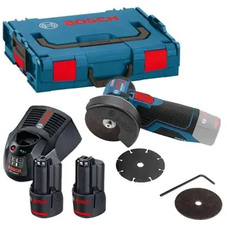 Bosch GWS 12V-76 inkl. 2 x 3,0 Ah Akku + L-Boxx