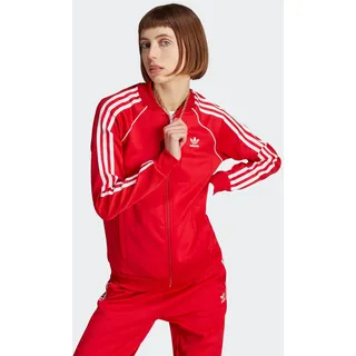 Trainingsjacke ADIDAS ORIGINALS "ADICOLOR CLASSICS SST ORIGINALS", Damen, Gr. XS, rot (better scarlet), Obermaterial: 50% Baumwolle, 43% Polyester, 7% Elasthan, gestreift, Jacken Trainingsjacke, Sportjacke Superstar