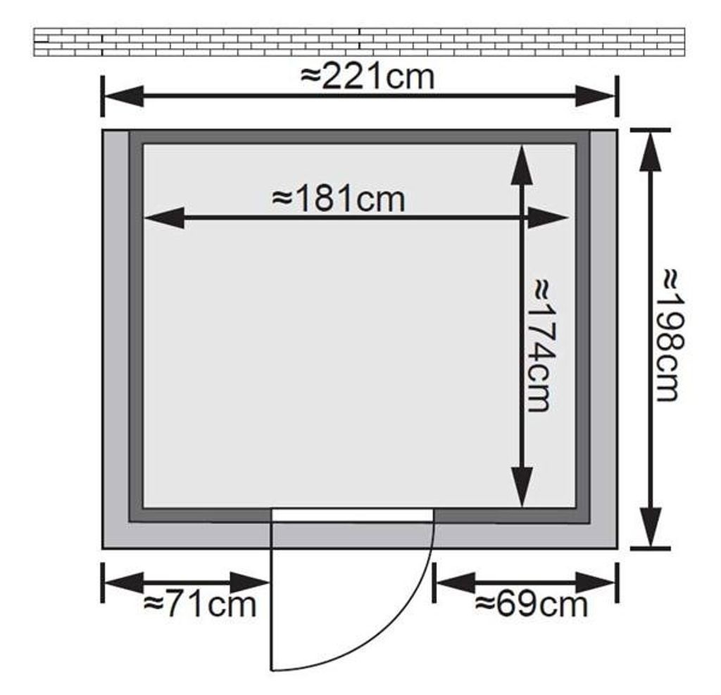 Bild von Sauna Mojave 40mm Dachkranz Ofen 9kW extern classic Tür