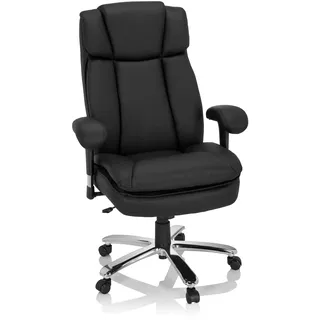 hjh OFFICE Bürostuhl gepolstert Builder XXL I Kunstleder Chefsessel bis 180kg belastbar, hohe Rückenlehne, Schwarz 691010