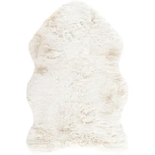 OBSESSION Fellteppich »Infinity 201« fellförmig 40 mm Höhe Kunstfell, Uni Farben, Kaninchenfell Haptik, supersoft, weiß