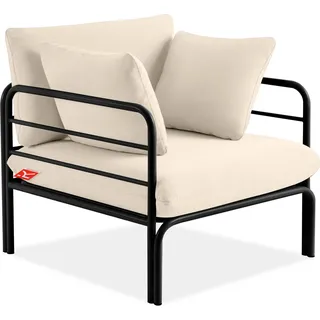 Gartensessel RAMBE inkl. Auflagen, Stahlgestell, Modern, Anthrazit/Cremeweiß - Creme