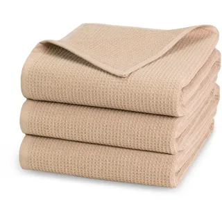 ZOLLNER Waffelpique Handtuchset 3-tlg. beige