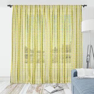 ABAKUHAUS Retro Wandteppich, Geometrische Inspired Abstrakte Polka gepunkteten Muster in der künstlerischen Runden Stil, Wohnzimmer Schlafzimmer seidiges Satin Wandtuch, 240 cm x 274 cm, Senf und Koksgraue - Transparent