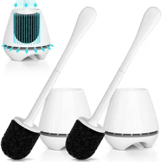 uptronic WC-Bürste und Halter, 2er-Pack, WC-Bürste mit belüftetem Halter, langem und großem Griff, ergonomisch, elegant, langlebig