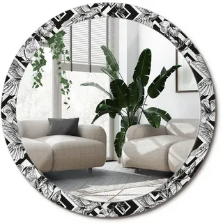 Wallfluent Spiegel Rund Ø 100 cm mit Aufdruck , Glas , 100x100x0.4 cm , Spiegel, Wandspiegel