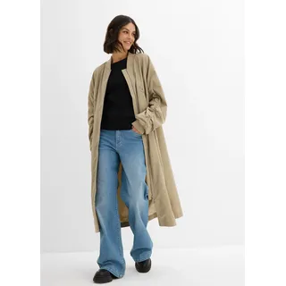 Umstandsmantel BONPRIX, Damen, Gr. 54, new khaki, Web, Obermaterial: 100% Polyester. Futter: 100% Polyester, lässig geschnitten ca. Mitte Wade, Rundhals, Rippbündchen, Mäntel Umstandsmantel, lässige Passform, mit Raffdetail am Ärmel, 2-Wege-Reißverschluss