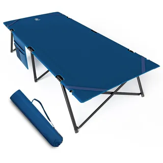 EVER ADVANCED Feldbett Klappbar XXL Campingbett 200KG Belastbar Klappbett 214 x 79 x 50 cm, Breite Feldbett mit Seitentasche, Stabil & Tragbar für Camping Reisen Garten Outdoor und Indoor