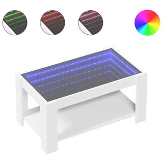 vidaXL LED-Couchtisch Weiß 93x53x45 cm Holzwerkstoff - Weiß