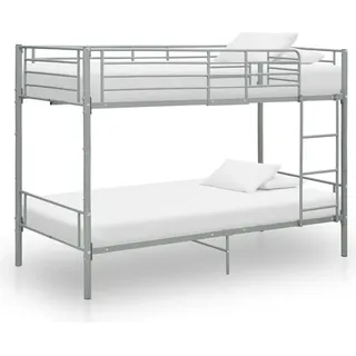 The Living Store Etagenbett Grau Metall 90×200 cm - Grau