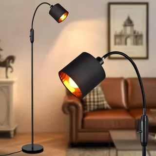 Glitzerlife Stehlampe Schwarz Bogenlampe Wohnzimmer - Stehleuchte Vintage Leselampe E14 Industrial Retro 360° Drehbarer Bogenleuchte Standlampe 1 Flammig Flur Schlafzimmer Büro Ohne Leuchtmittel