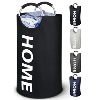 WELLENBORG® Faltbarer Wäschekorb faltbar schwarz groß Doppelter Boden - Wäschesammler wasserdicht Wäschesack Schmutzwäsche groß faltbarer Korb Wäschekörbe Wäschesäcke Wäschetasche laundry baskets