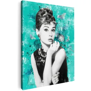 Artmazing | Audrey Hepburn Bild bunt | Bild Filmstar | S-Art Bilder | Audrey Hepburn Bilder Modern | Coole Wandbilder Wohnzimmer | Wandbild Audrey Hepburn Deko XXL | Bild Leinwand XXL | Buntes Poster