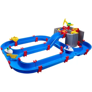 Aquaplay Harbour Wasserbahn - Outdoor-Wasserspiel mit Bahn, Booten und 2 Spiel-Figuren - Wasserspielzeug für Kinder ab 3 Jahre, 128 x 93 x 40 cm