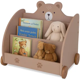 Relaxdays Kinderbücherregal Bärenmotiv 58 x 60 x 40 cm MDF braun