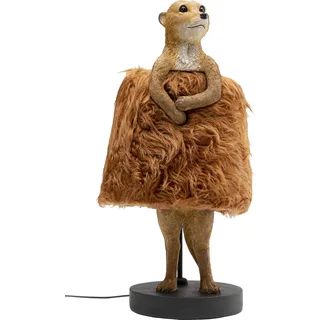 Kare Design Tischleuchte Animal Meerkat Fur, Braun, Erdmännchen-Motiv, Tischlampe, Webpelz Schirm, kein Leuchtmittel inklusive, E14, Wohnzimmer, Tierlampe, Designer Leuchte