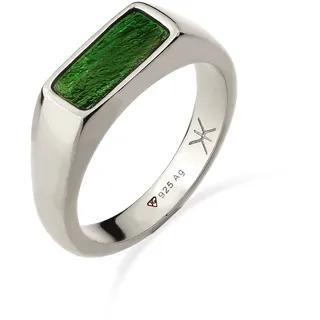 Siegelring KUZZOI "Ring Siegelring mit Emaille Grün 925 Sterling Silber" Gr. 66, silber, Fingerringe, Herren, 66, Silber 925 (Sterlingsilber), Siegelring