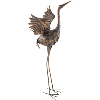 Pure Garden Gartenstatue Fliegender Kranich, 89,9 cm hoch, Metall, Hofkunst, Kranichstatuen für Outdoor-Dekoration, Hofkran, Gartenskulpturen und Figuren, Rasenornamente für Terrasse, Teich oder