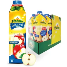 Pfanner 100% Apfel Direktsaft naturtrüb (8 x 1 l) – Saft aus direkt gepressten Äpfeln – Fruchtsaft ohne Zuckerzusatz