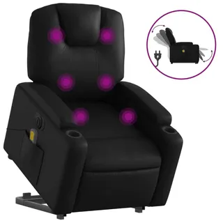 vidaXL Massagesessel mit Aufstehhilfe Elektrisch Schwarz Kunstleder - Schwarz
