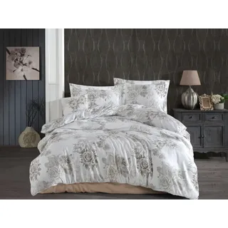 Französisches Leinen Satin 220x220, 70x90cm Rosalina - Weiß, Beige, Creme