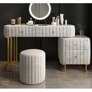 Designer Konsolen Schminktisch Kosmetik Tisch Spiegel Kommode Frisier Tische Neu - Weiß, Grau, Gold