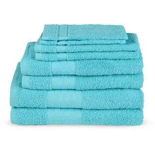 Frottierset , Türkis , Textil , 8-teilig , saugfähig, strapazierfähig, angenehm weich , Heimtextilien, Badtextilien, Handtuchsets