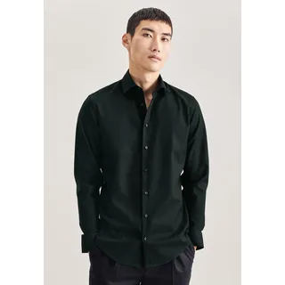 Businesshemd SEIDENSTICKER "Schwarze Rose", Herren, Gr. S (37), normale Ärmellängen, grün, 100% Baumwolle, unifarben, slim fit, 2-Knopf-Manschette, Hemden Businesshemd, Slim 1/1 Kentkragen Uni
